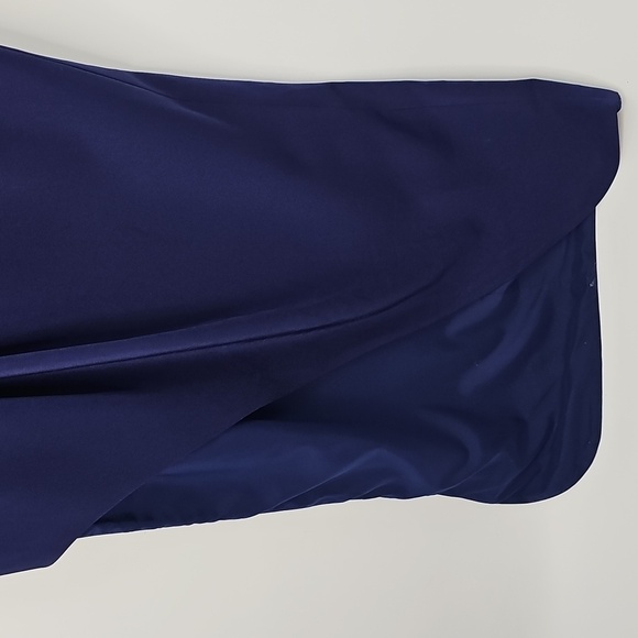 Kay Unger Elegant Navy Blue 3/4 Sleeve Formal Long Dress - Picture 8 of 14